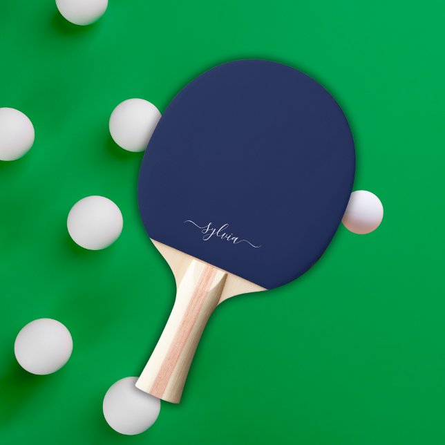 Raquete De Ping Pong Marinho Azul Moderno Menino Monograma (Navy Blue Monogram Ping Pong Paddle)