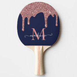 Raquete De Ping Pong Marinho Azul Rosa Dourado Minigrama Glitter Drives
