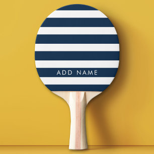 Raquete De Ping Pong Marinho moderno e nome personalizado de padrão com