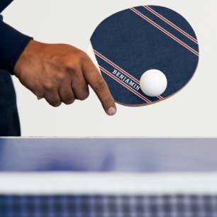 Raquete De Ping Pong Marinho Moderno Personalizado - Vermelho Azul - B