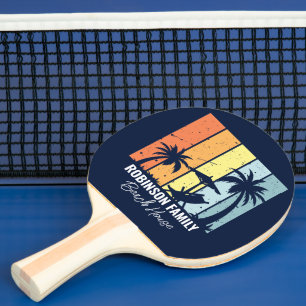 Raquete De Ping Pong Marinho Personalizado da Casa Retro Beach legal Az