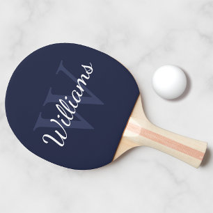 Raquete De Ping Pong Marinho personalizado Monograma e Nome Azul