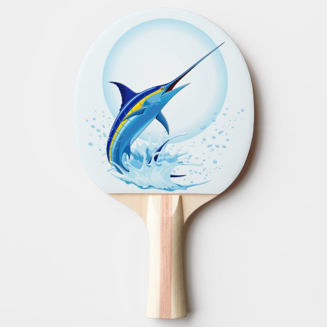Raquete De Ping Pong Marlin Azul Saltando do Oceano (Frente)
