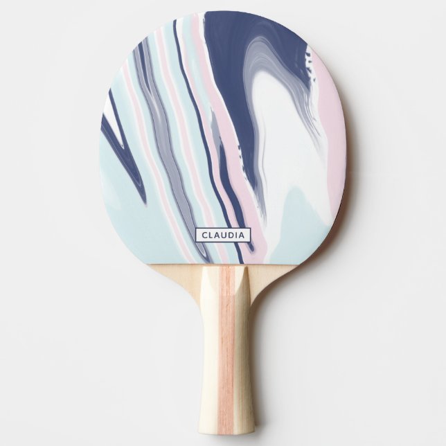 Raquete De Ping Pong Mármore líquido branco-claro-rosa-rosa Elegante (Frente)