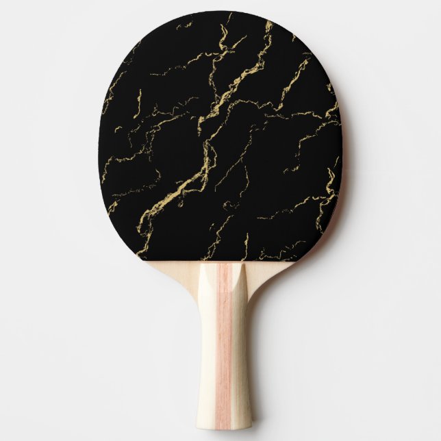 Raquete De Ping Pong Mármore Negro e Dourado (Frente)