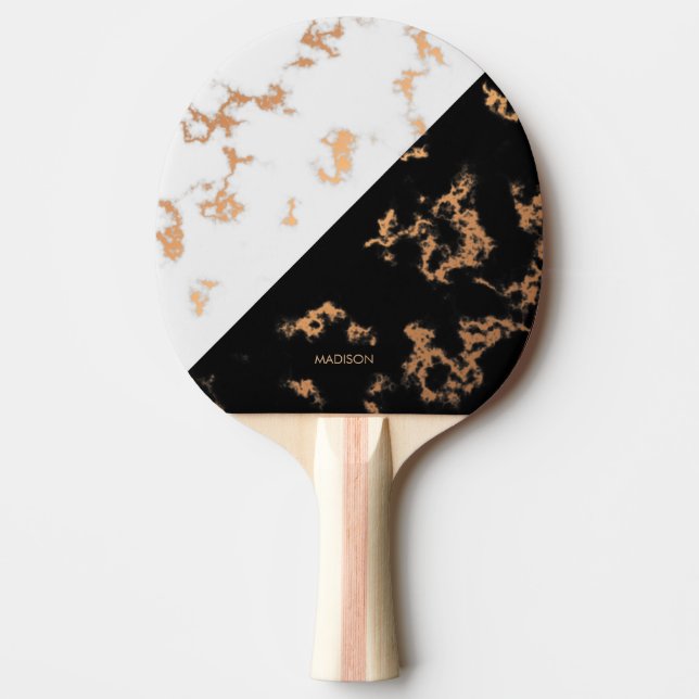Raquete De Ping Pong Mármore preto e branco (Frente)