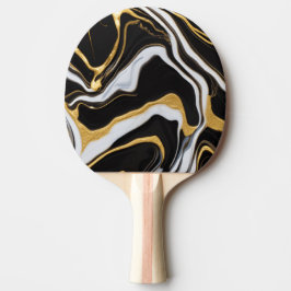 Raquete De Ping Pong Mármore Preto e Dourado