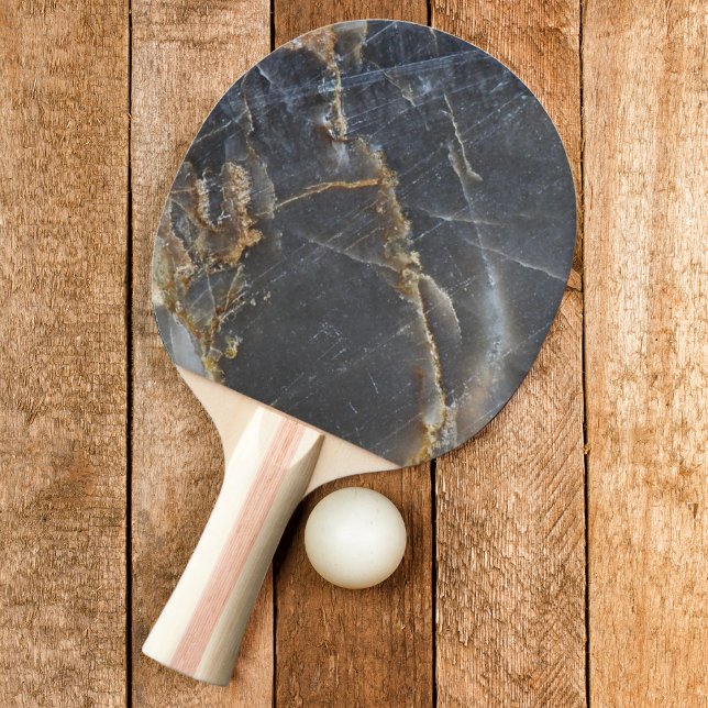 Raquete De Ping Pong Mármore Preto e Pedra Dourada (Criador carregado)