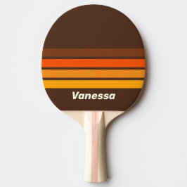 Raquete De Ping Pong Marrom Retro Faixas Largas com Nome