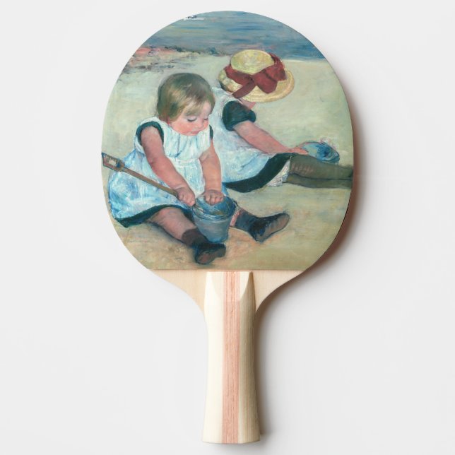Raquete De Ping Pong Mary Cassatt - Crianças Brincando na Praia (Frente)