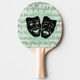 Raquete De Ping Pong Máscaras Gregas de Música Verde e Teatro