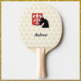 Raquete De Ping Pong Másculina, Red e Black Knight Shield e Cavalo
