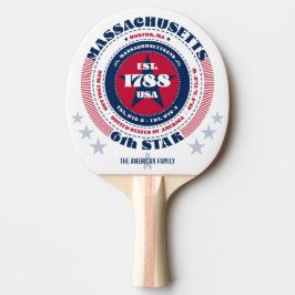 Raquete De Ping Pong Massachusetts Pride Circular Typografia Monograma