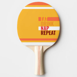Raquete De Ping Pong MAZIPOODLES Eat Drink Nap Repeat Orange
