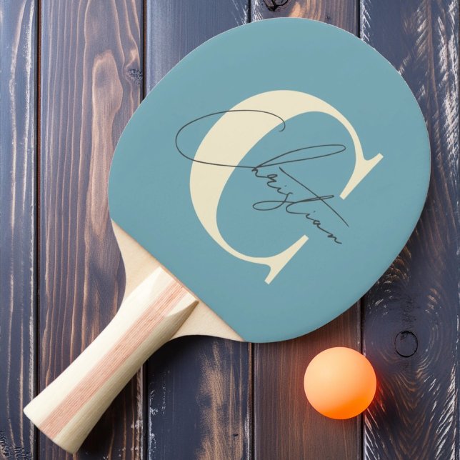 Raquete De Ping Pong Médio Elegante Monograma Quente Aqua Tarde (Criador carregado)