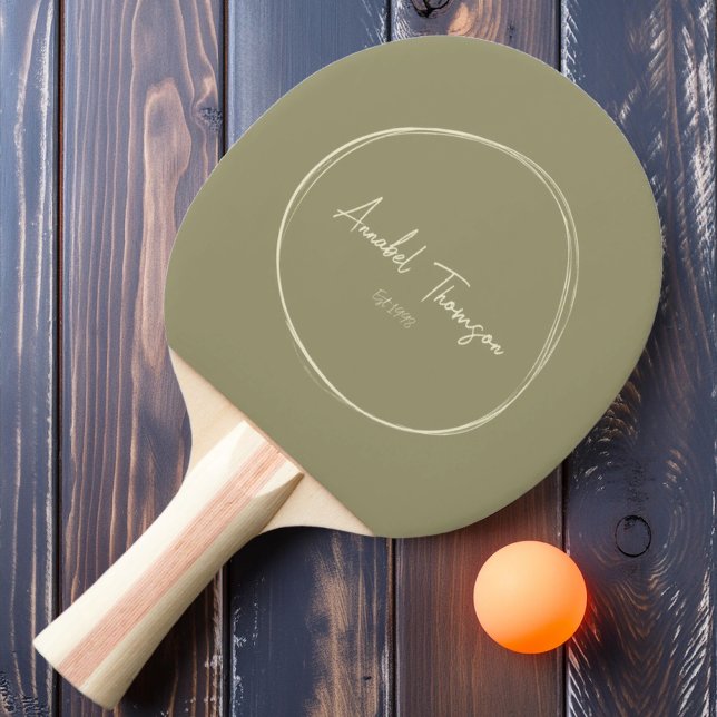 Raquete De Ping Pong Médio-século moderno Sage Meadow com nome (Criador carregado)