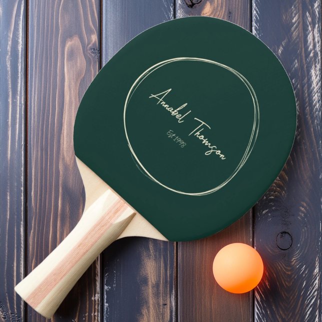 Raquete De Ping Pong Médio-século Moderno Sage Verde com Nome (Criador carregado)