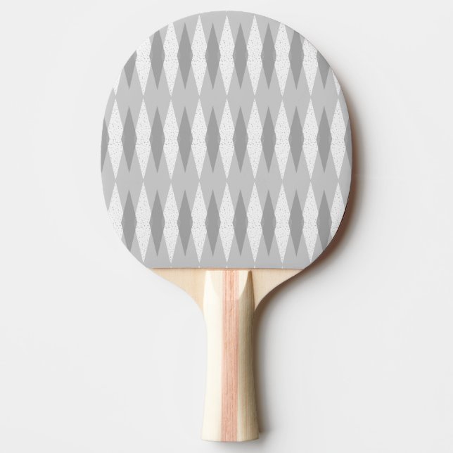 Raquete De Ping Pong Meio século Modern Cinza Argyle Ping Pong Paddle (Frente)