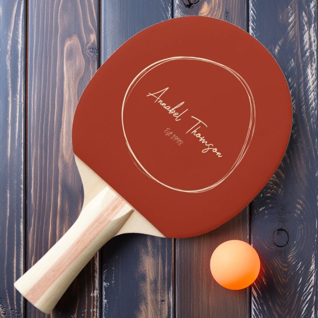 Raquete De Ping Pong Meio-Século Moderno Siena Queimada com Nome (Criador carregado)