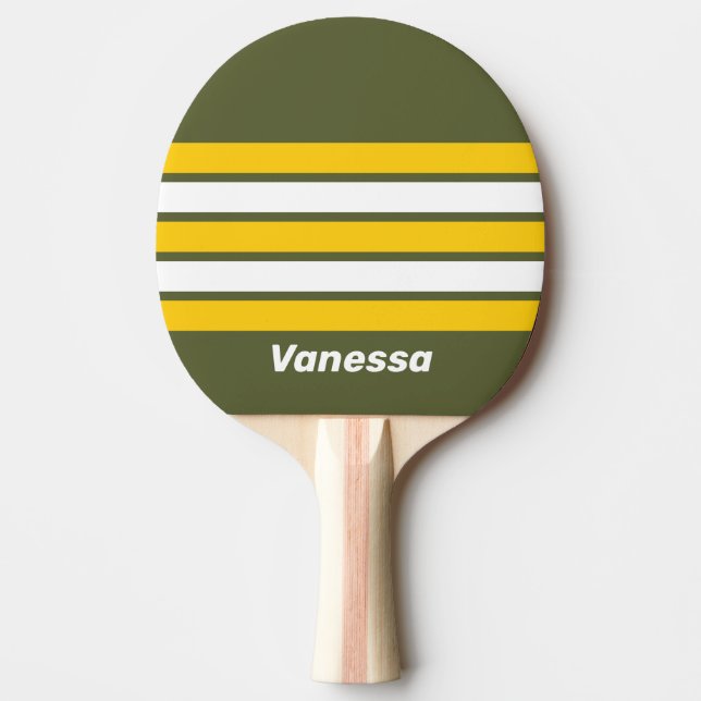 Raquete De Ping Pong Mel Verde Nostálgico Através da Faixa com Nome (Frente)
