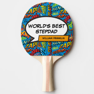Raquete De Ping Pong Melhor Padrasto do Mundo Engraçado Legal Moderno