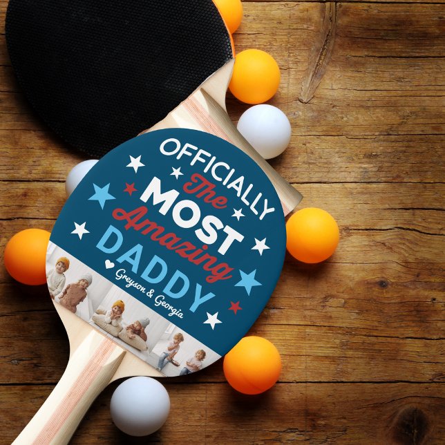 Raquete De Ping Pong Melhor Pai Nunca | Colagem de Fotografias com Letr (Criador carregado)