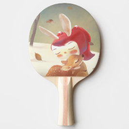 Raquete De Ping Pong Menina Abraçando Veado