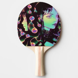Raquete De Ping Pong Menina de Animação Psicodélica