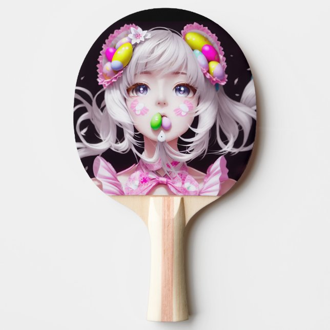 Raquete De Ping Pong Menina de páscoa/anime primavera (Frente)