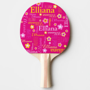 Raquete De Ping Pong Meninas amarelas cor-de-rosa nome Elliana