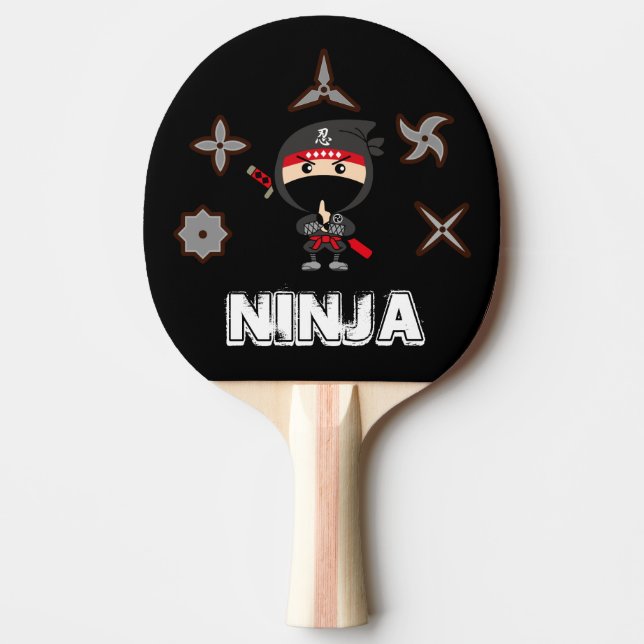 Raquete De Ping Pong Menino preto de Ninja (Frente)