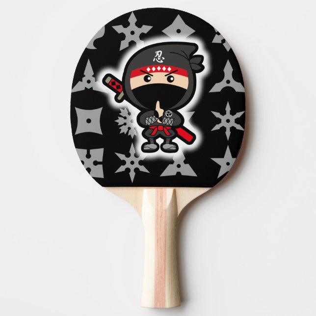 Raquete De Ping Pong Menino preto de Ninja (Frente)