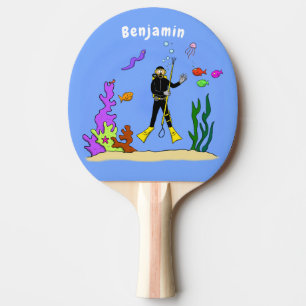 Raquete De Ping Pong Mergulhador engraçado e desenho animado de criatu