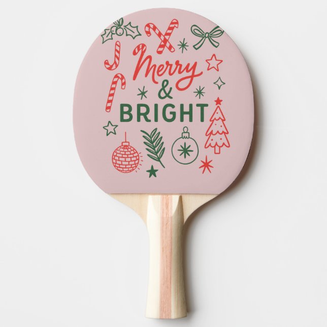 Raquete De Ping Pong Merry & Bright Retro Christmas Stocking | Festive  (Frente)
