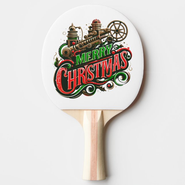 Raquete De Ping Pong Merry Christmas steampunk (Frente)