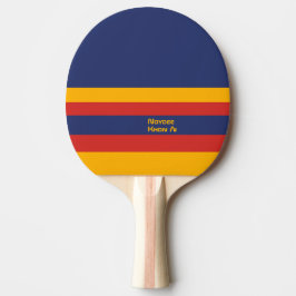 Raquete De Ping Pong Metade e Listras Linhas Horizontais Azul Amarelo V