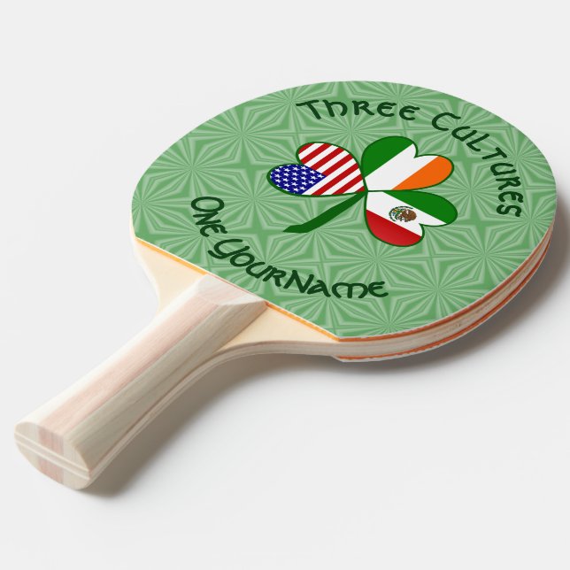 Raquete De Ping Pong Mexicano Irish American Flag Shamrock Personalizad (Frente inclinada)