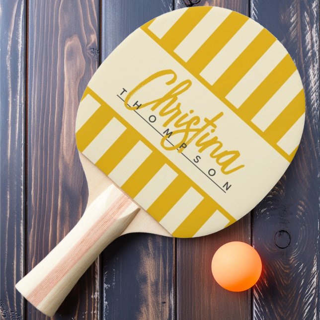 Raquete De Ping Pong MidCentury Polo Amargo Amargo Calor Nome Girassol (Criador carregado)