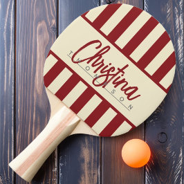 Raquete De Ping Pong MidCentury Polo Candy Striping Deep Cranberry Nome