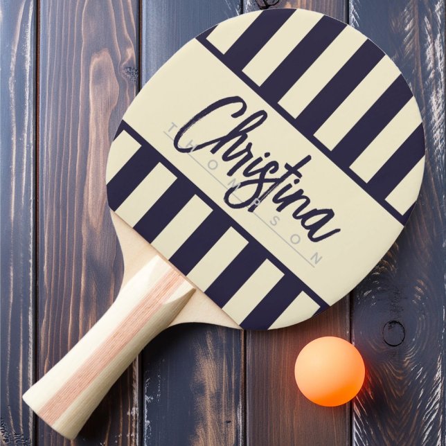 Raquete De Ping Pong MidCentury Polo Candy Striping Meia-Noite Nome do  (Criador carregado)
