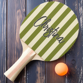 Raquete De Ping Pong MidCentury Polo Striping Willow Green Nome Pintado