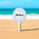 Raquete De Ping Pong Minimalista de nome simples moderno do monograma<br><div class="desc">Monograma moderno combinado com letra de escrita manual.</div>
