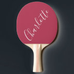 Raquete De Ping Pong Mínimo Caligrafia Personalizada Magenta<br><div class="desc">Mínima Caligrafia Personalizada Nome Magenta Red Ping Pong Pong Paddle</div>