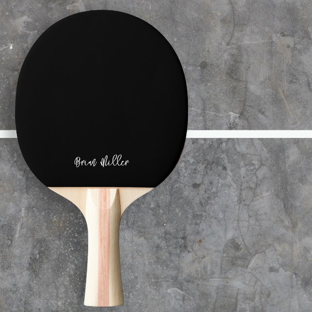 Raquete De Ping Pong Mínimo Moderno - Simples Nome manuscrito preto (Criador carregado)