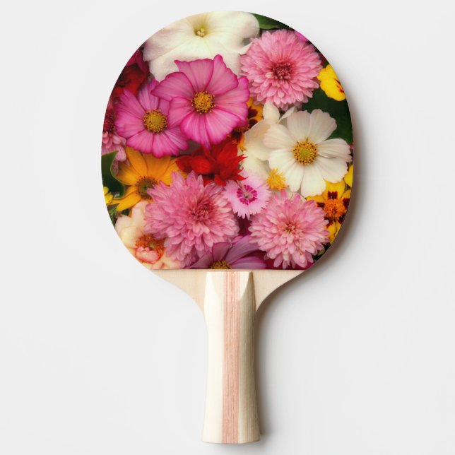 Raquete De Ping Pong Mistura de Flores Decorativas (Frente)