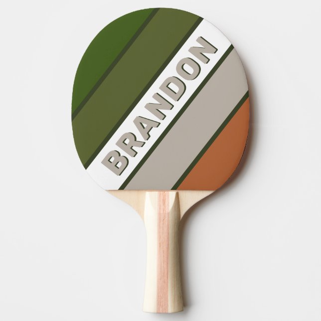 Raquete De Ping Pong Misty Grove Bold Striped com Nome (Frente)