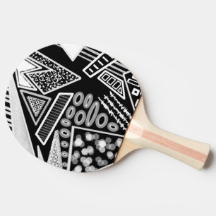 Raquete De Ping Pong Moda de Pista Preta e Branca Inspirada