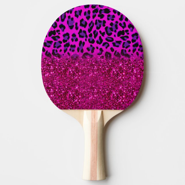 Raquete De Ping Pong Moda Moderna Rosa Púrpura Leopardo-da-Lama (Frente)