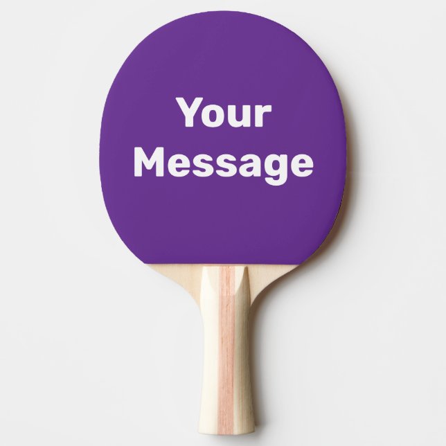 Raquete De Ping Pong Modelo de texto simples roxo e branco (Frente)