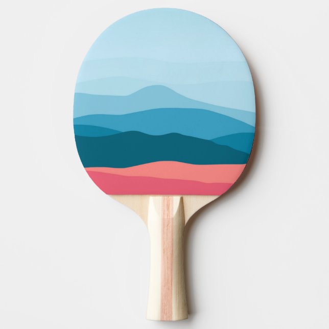 Raquete De Ping Pong Modern Abstract Pastel Blue Pink Mountains (Frente)